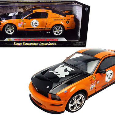 2008 Ford Shelby Mustang #08 "Terlingua" Orange and Black "Shelby Collectibles Legend" Series 1/18 Diecast Model Car by Shelby Collectibles