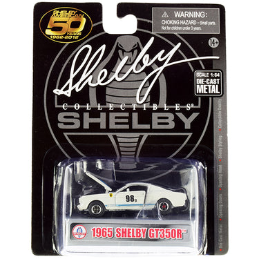 1965 Ford Mustang Shelby GT350R #98B "Terlingua Racing Team" White with Blue Stripes "Shelby American 50 Years" (1962-2012) 1/64 Diecast Model Car by Shelby Collectibles