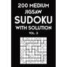 200 Medium Jigsaw Sudoku With Solution Vol. 3: 9x9, Puzzle Book, 2 puzzles per page