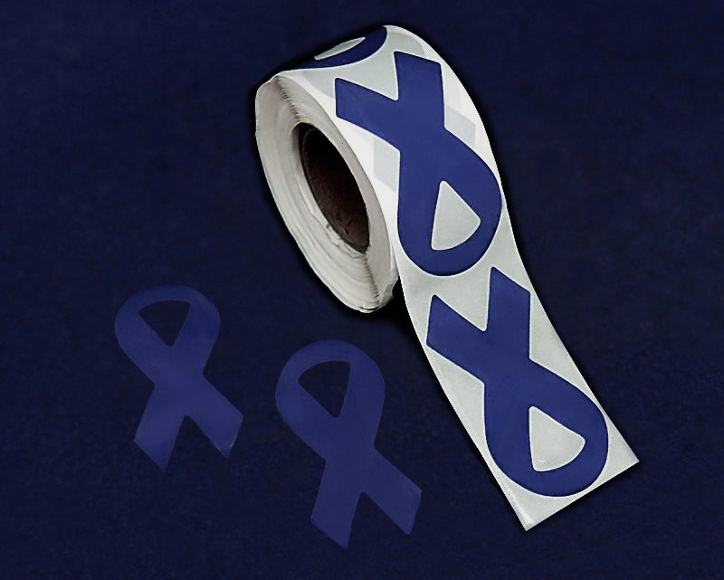 Large Dark Blue Ribbon Stickers (250 per Roll) by Fundraising For A Cause