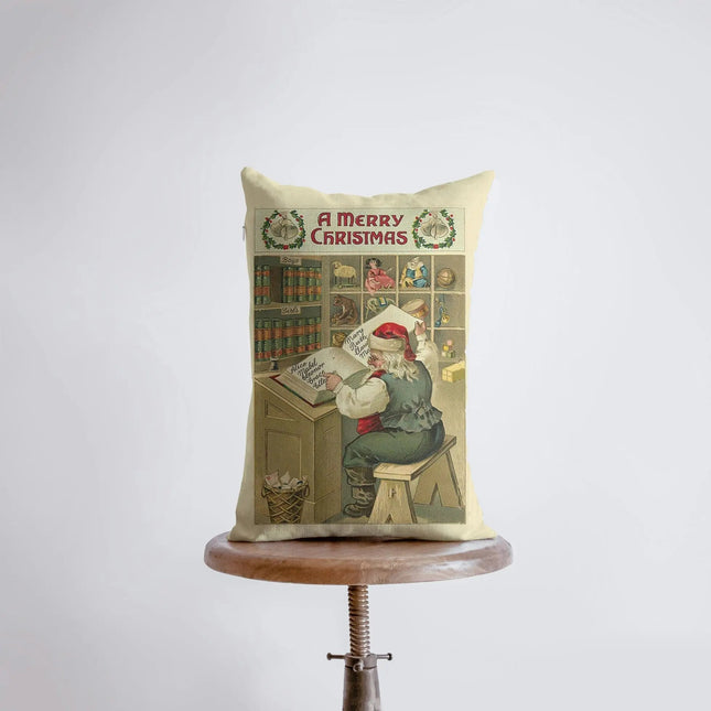 Santa's Workshop  | 12x18 | Christmas Throw Pillow | Rustic Home Décor | Vintage Christmas Décor | Farmhouse Décor | Room Décor by UniikPillows
