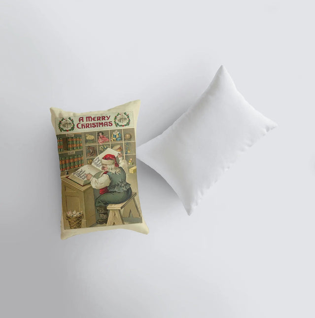 Santa's Workshop  | 12x18 | Christmas Throw Pillow | Rustic Home Décor | Vintage Christmas Décor | Farmhouse Décor | Room Décor by UniikPillows