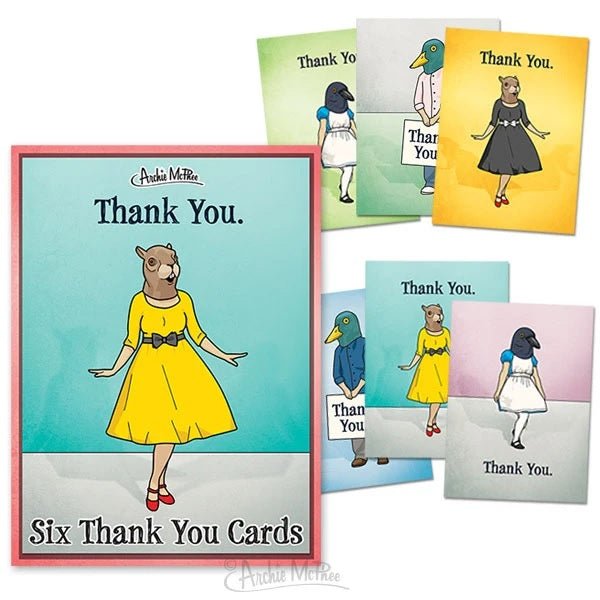 Set of 6 Strange Friends Thank You Greeting Card Box Set by The Bullish Store
