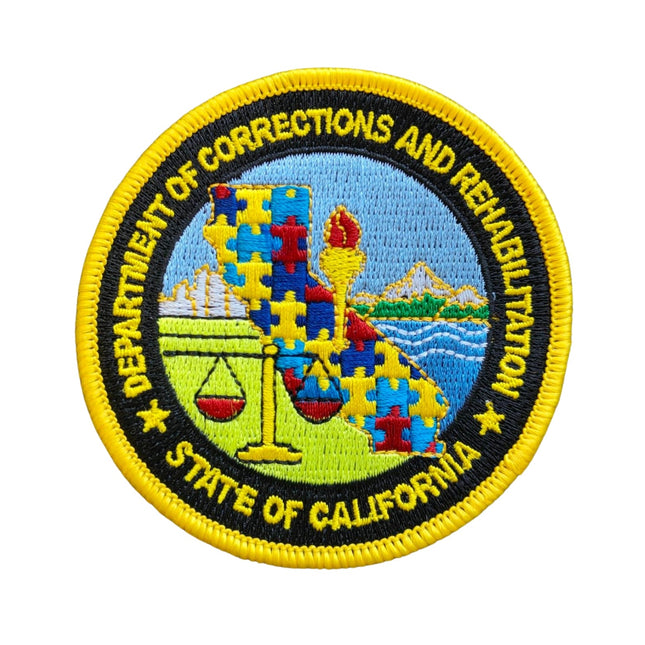 NEW for 2023 <br> Non-Custody <br> CDCR Autism Awareness Patch <br> Iron On Back by Custom Pins & Buckles