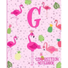 Composition Notebook G: Pink Flamingo Initial G Composition Wide Ruled Notebook