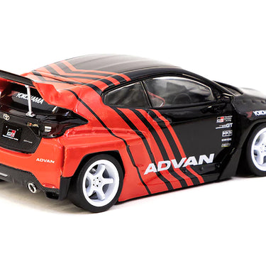 Toyota "Pandem" Yaris RHD (Right Hand Drive) Black and Red "ADVAN" Livery "Hobby43" Series 1/43 Diecast Model Car by Tarmac Works