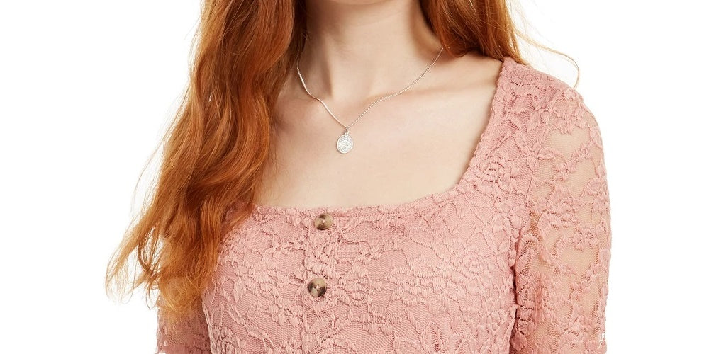 Ultra Flirt Junior's Lace Top Peach Size X-Large by Steals