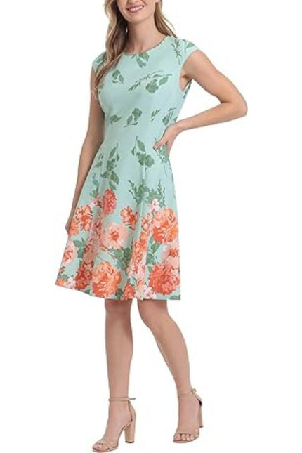London Times Floral Scuba Crepe Fit & Flare Dress by Curated Brands