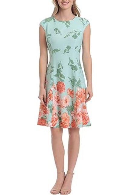 London Times Floral Scuba Crepe Fit & Flare Dress by Curated Brands