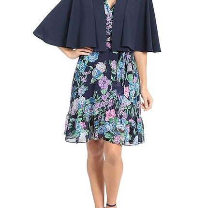 London Times open front flutter sleeve solid capelet cloud crepe by Curated Brands