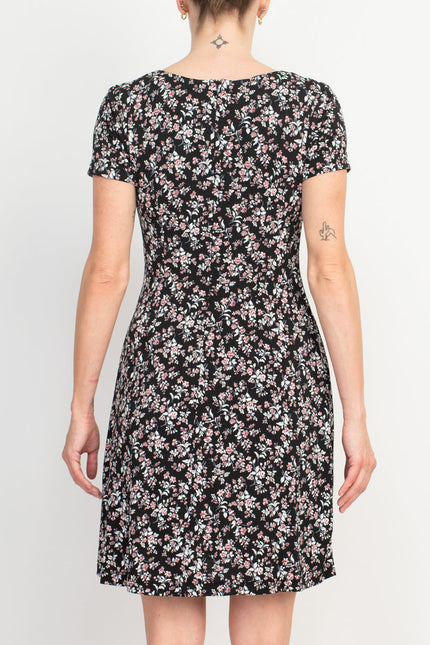 Connected Apparel Floral Soft Dress - Mauve Scuba Crepe by Curated Brands