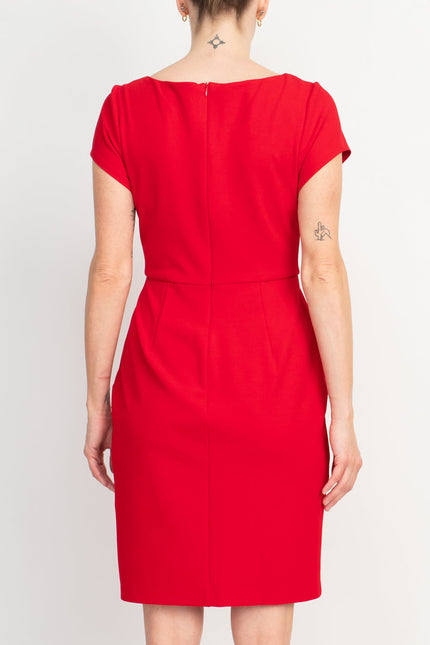 Connected Apparel Matte Jersey Sheath Dress - Apple Red by Curated Brands