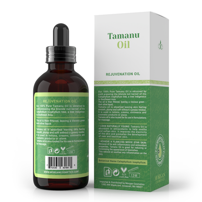 100% Tamanu Oil Cold Pressed Unrefined - Tamanu Oil for Skin - Natural Cold Pressed Oil Makes Skin Smooth, Plump and Soft for Lighter and Gentler Touch (2 FL. Oz) by Morgan Cosmetics