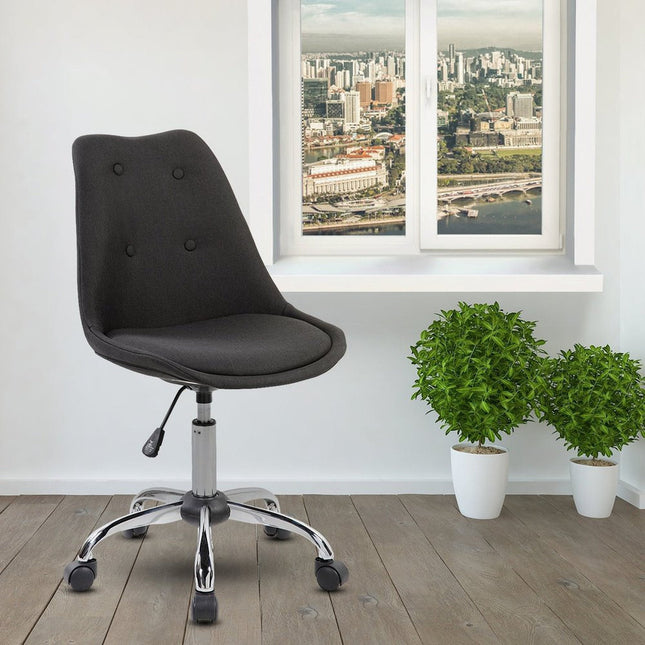 Techni Mobili Armless Task Chair with Buttons, Black by Level Up Desks
