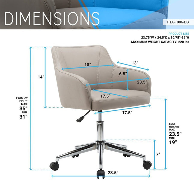 Techni Mobili Comfy and Classy Home Office Chair by Level Up Desks