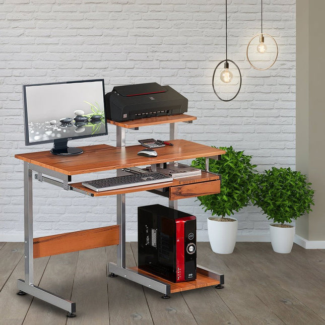 Techni Mobili Complete Computer Workstation Desk, Woodgrain by Level Up Desks