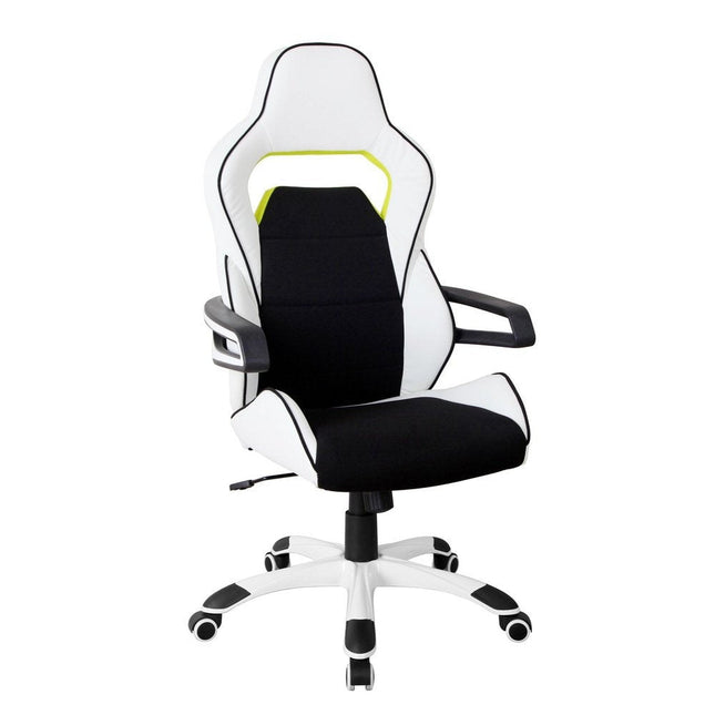 Techni Mobili Ergonomic Essential Racing Style Home & Office Chair, White by Level Up Desks