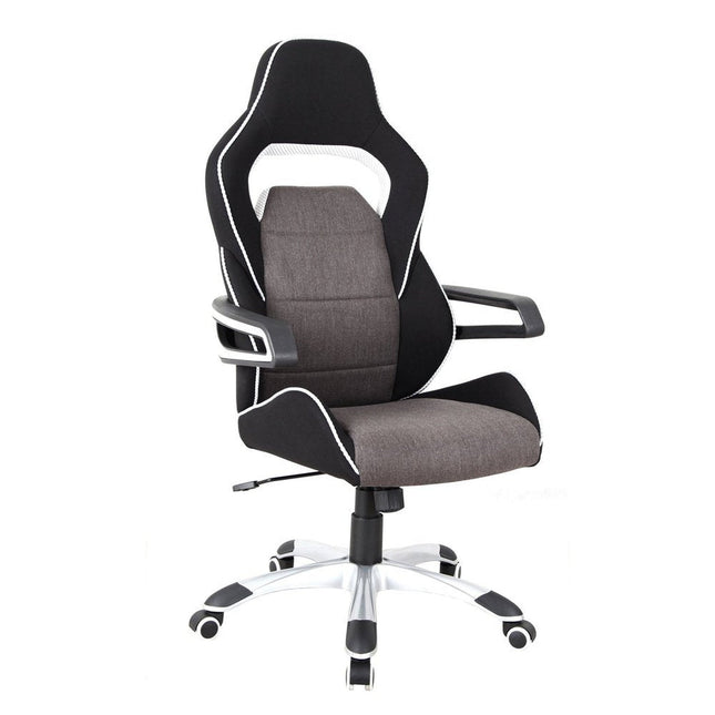 Techni Mobili Ergonomic Upholstered Racing Style Home & Office Chair, Grey/Black by Level Up Desks