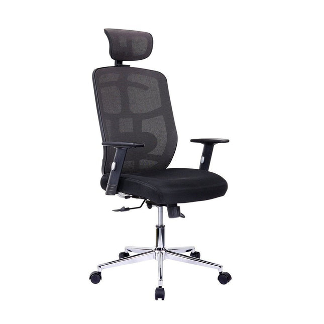 Techni Mobili High Back Executive Mesh Office Chair with Arms, Lumbar Support and Chrome Base, Black by Level Up Desks
