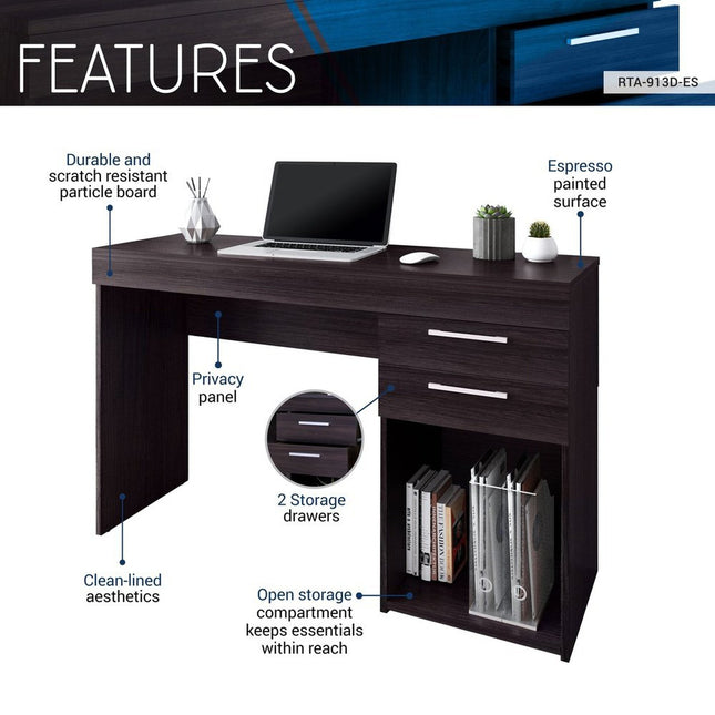 Techni Mobili Home Office Workstation with Storage, Espresso by Level Up Desks