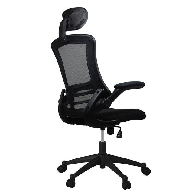 Techni Mobili Modern High-Back Mesh Executive Office Chair with Headrest and Flip-Up Arms, Silver Grey by Level Up Desks