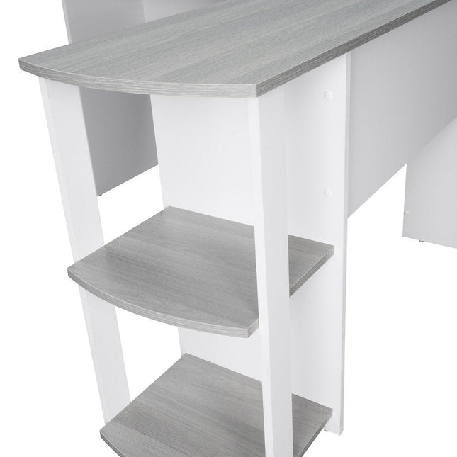 Techni Mobili Modern L-Shaped Desk with Side Shelves, Grey by Level Up Desks