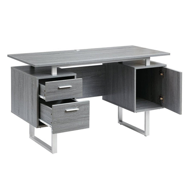 Techni Mobili Modern Office Desk with Storage, Grey by Level Up Desks