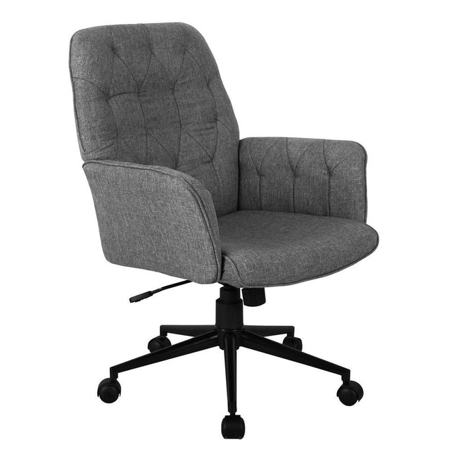Techni Mobili Modern Upholstered Tufted Office Chair with Arms, Grey by Level Up Desks