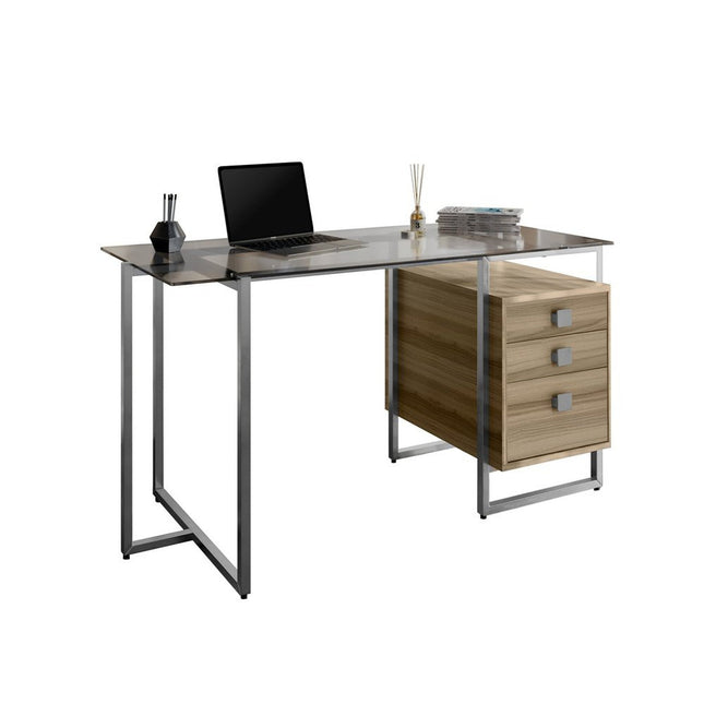 Techni Mobili Oak Computer Desk with Storage by Level Up Desks