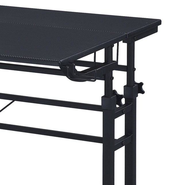 Techni Mobili Rolling Writing Desk with Height Adjustable Desktop and Moveable Shelf, Black by Level Up Desks