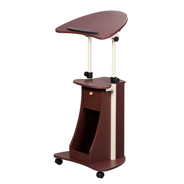 Techni Mobili Sit-to-Stand Rolling Adjustable Laptop Cart With Storage, Chocolate by Level Up Desks