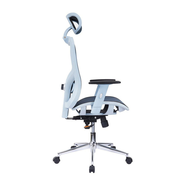 The Techni Mobili High Back Executive Mesh Office Chair with Arms, Headrest and Lumbar Support, Blue by Level Up Desks
