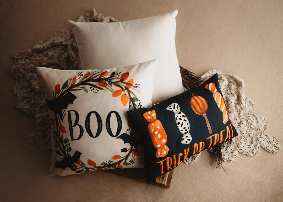 Trick or Treat Candy Pillow Cover | Halloween Pillow Covers | Fall Decor | Room Decor | Decorative Pillows | Gift for her | Sofa Pillows by UniikPillows - Vysn