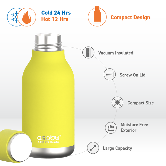 Urban Insulated and Double Walled Stainless Steel Bottle 16 Ounce by Asobu (Lime) by ASOBU®