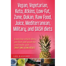 Vegan, Vegetarian, Keto, Atkins, Low-Fat, Zone, Dukan, Raw Food, Juice, Mediterranean, Military, and DASH diets: Knowing which diets are fast and good