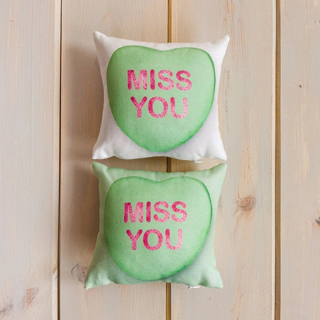 Valentines Candy Mini Pillow Set | 8x8 Pillow Covers | Valentine card motifs | Throw Pillow | Love is Love | I Love You | I Love You Gifts by UniikPillows