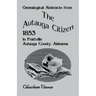 Genealogical Abstracts from the Autauga Citizen, 1853, in Prattville, Autauga County, Alabama