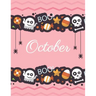 October: Boo boo Halloween pink cover and dotted pages, Extra large (8.5 x 11) inches, 110 pages, White paper