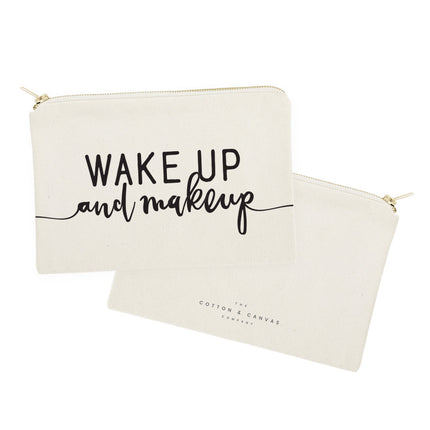 Wake Up and Makeup Cotton Canvas Cosmetic Bag by The Cotton & Canvas Co.