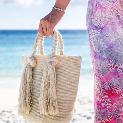 SOLID COLOR HAND KNITTED WAYUU BUCKET BAG by BYNES NEW YORK | Apparel & Accessories