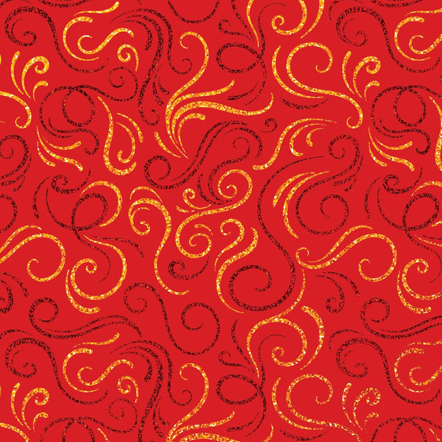 Red Gold Swirls Holographic Christmas Gift Wrap by Present Paper