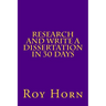 Research and Write a Dissertation in 30 Days