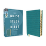 Niv, Quest Study Bible, Personal Size, Leathersoft, Teal, Thumb Indexed, Comfort Print: The Only Q and A Study Bible