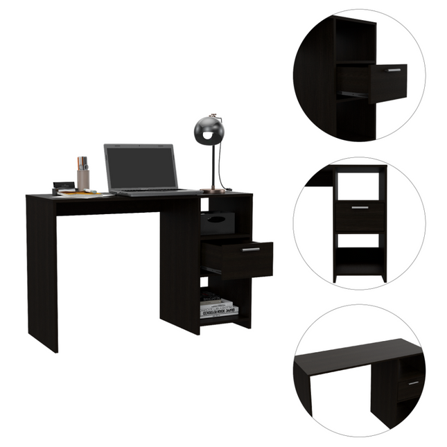 Arlington Writing Computer Desk, One Drawer, Two Shelves by FM FURNITURE