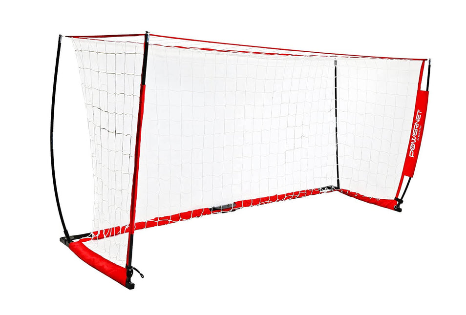 PowerNet Soccer Goal 14x7 Portable  Instant Collapsible Bow Style Net + Wheeled Carry Bag by Jupiter Gear