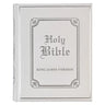 KJV Holy Bible, Classically Illustrated Heirloom Family Bible, Faux Leather Hardcover - Ribbon Markers, King James Version, White/Silver