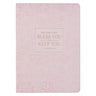 Christian Art Gifts Classic Journal Bless You and Keep You Num. 6:24 Bible Verse, Inspirational Scripture Notebook, Ribbon Marker, Pink Vegan Leather