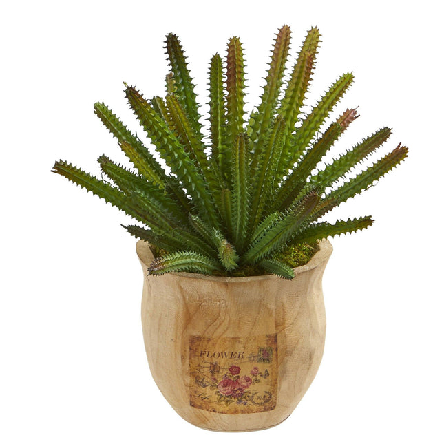 10” Cactus Succulent Artificial Plant in Decorative Planter by Nearly Natural