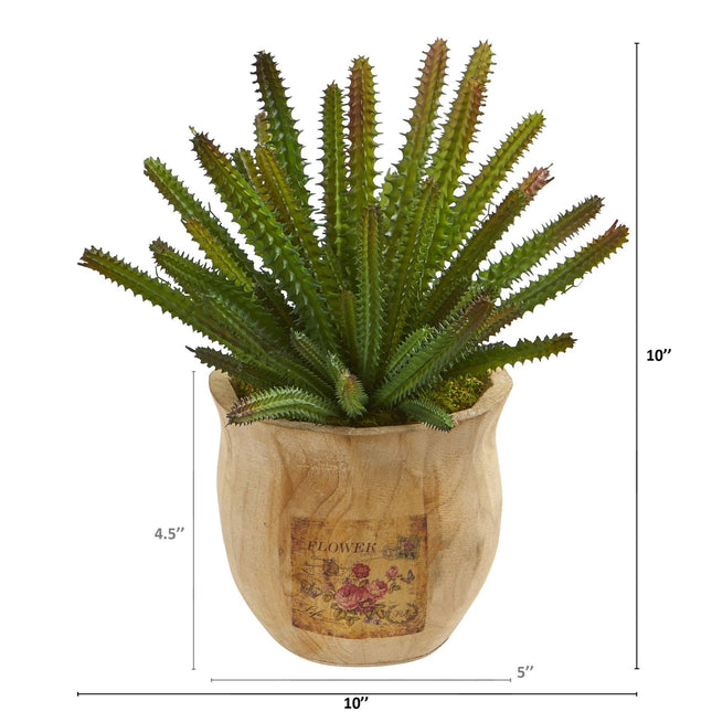 10” Cactus Succulent Artificial Plant in Decorative Planter by Nearly Natural