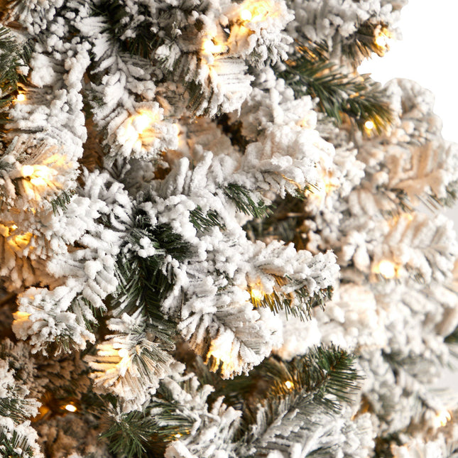 10' Flocked West Virginia Fir Artificial Christmas Tree with 800 Warm White LED Lights and 1680 Tips by Nearly Natural